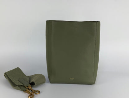 CELINE Sangle Bucket Small Leather Green Shoulder Bag