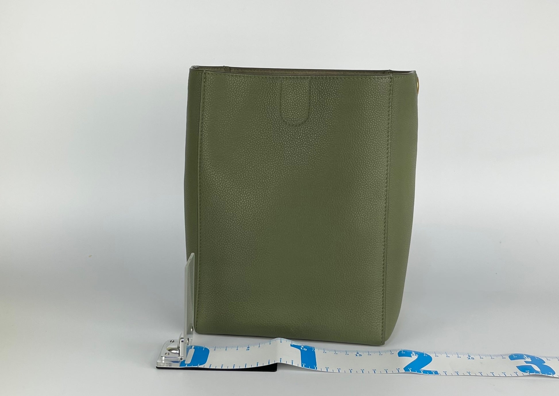 CELINE Sangle Bucket Small Leather Green Shoulder Bag