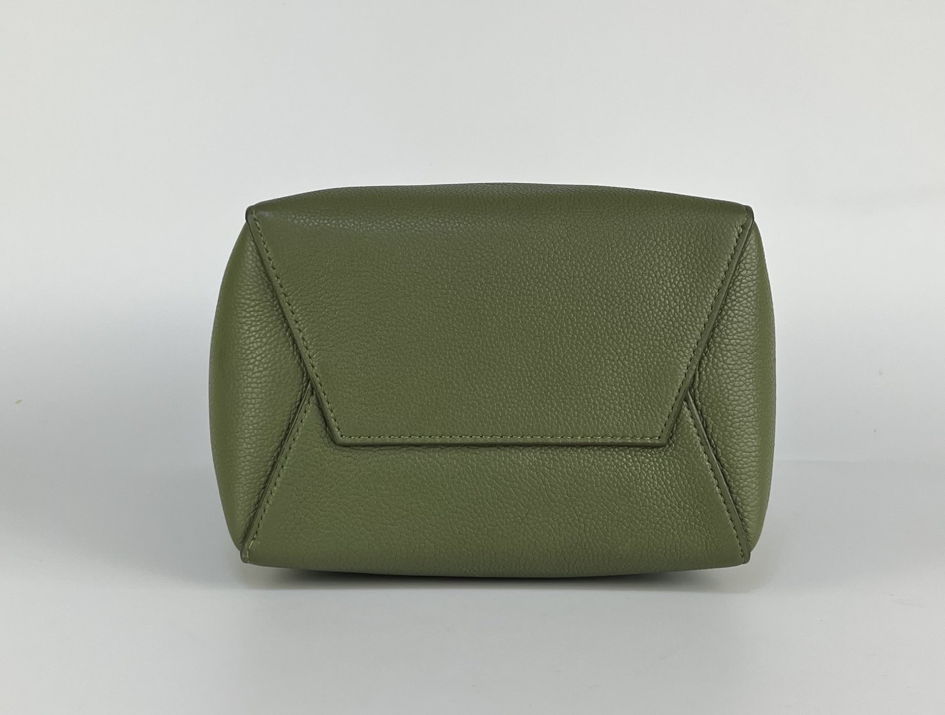 CELINE Sangle Bucket Small Leather Green Shoulder Bag
