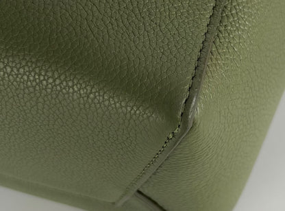 CELINE Sangle Bucket Small Leather Green Shoulder Bag
