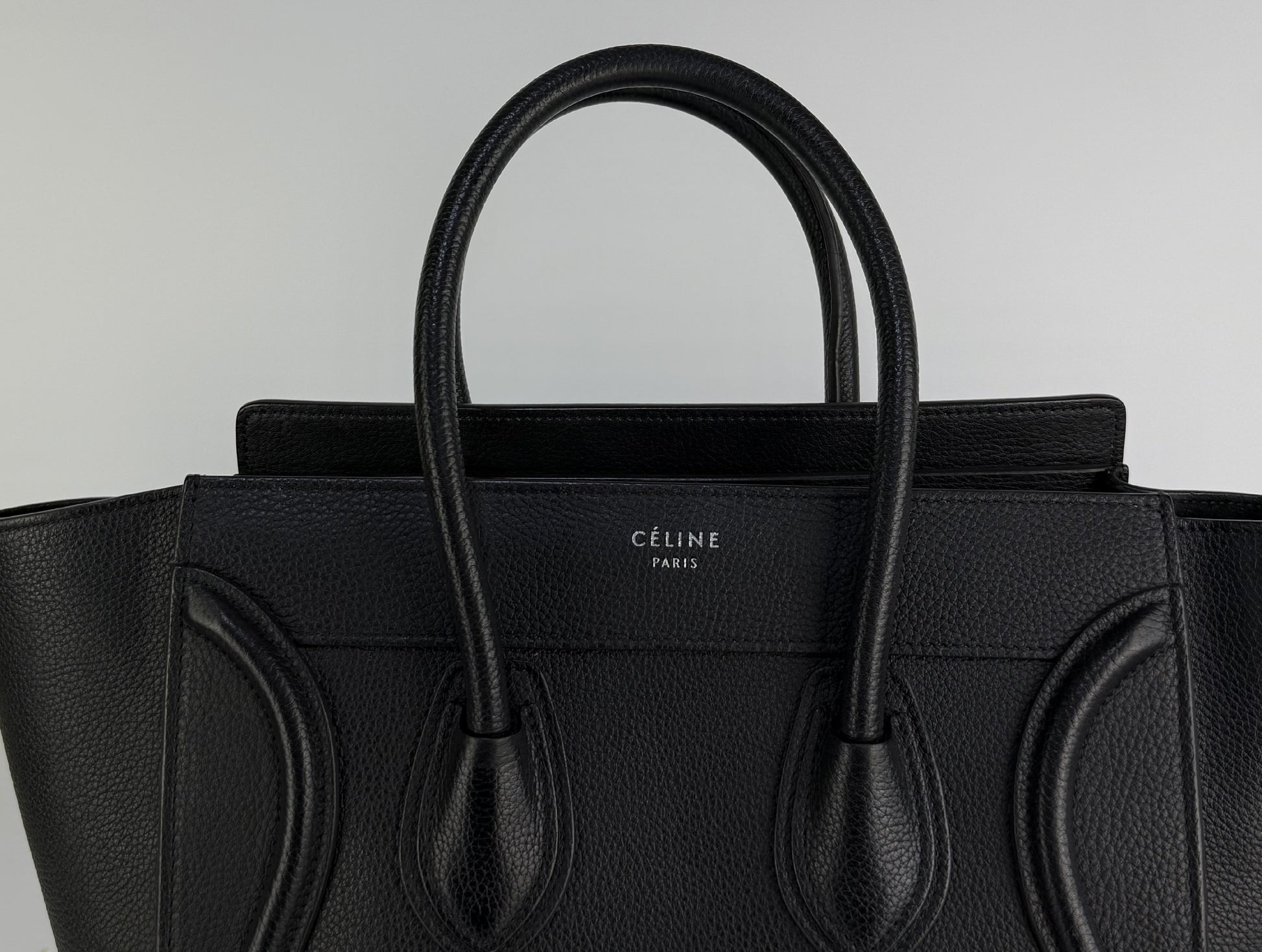 CELINE Luggage Microshopper Leather Black Handbag