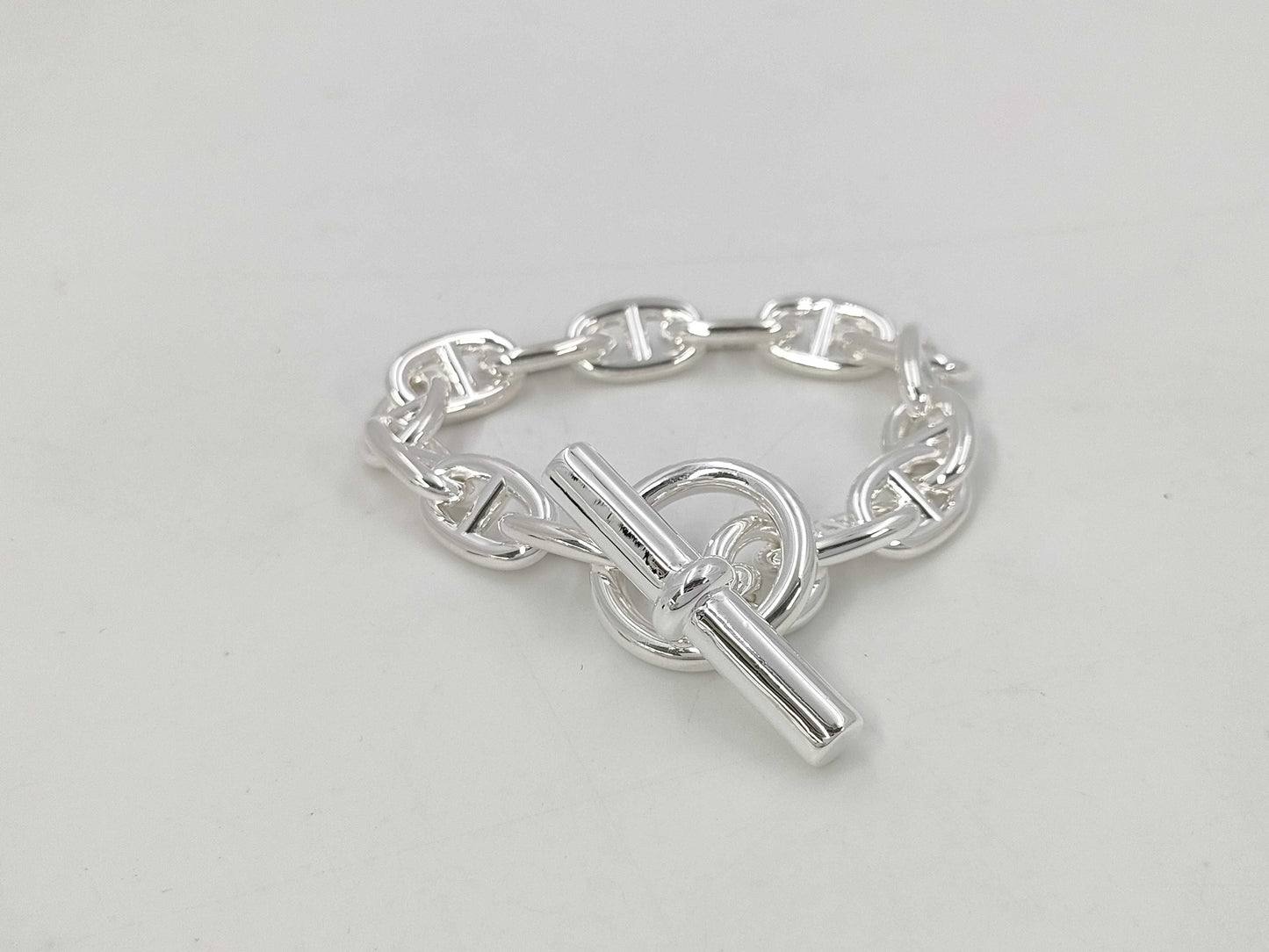 HERMES Schone Dunkle MM14 Frame 24 Engraved Bracelet AG925 52.2g Bracelet Bangle