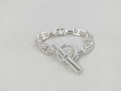 HERMES Schone Dunkle MM14 Frame 24 Engraved Bracelet AG925 52.2g Bracelet Bangle