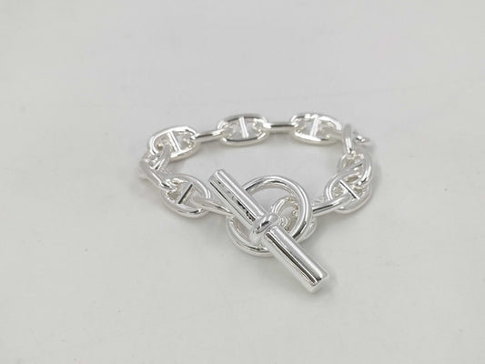 HERMES Schone Dunkle MM14 Frame 24 Engraved Bracelet AG925 52.2g Bracelet Bangle
