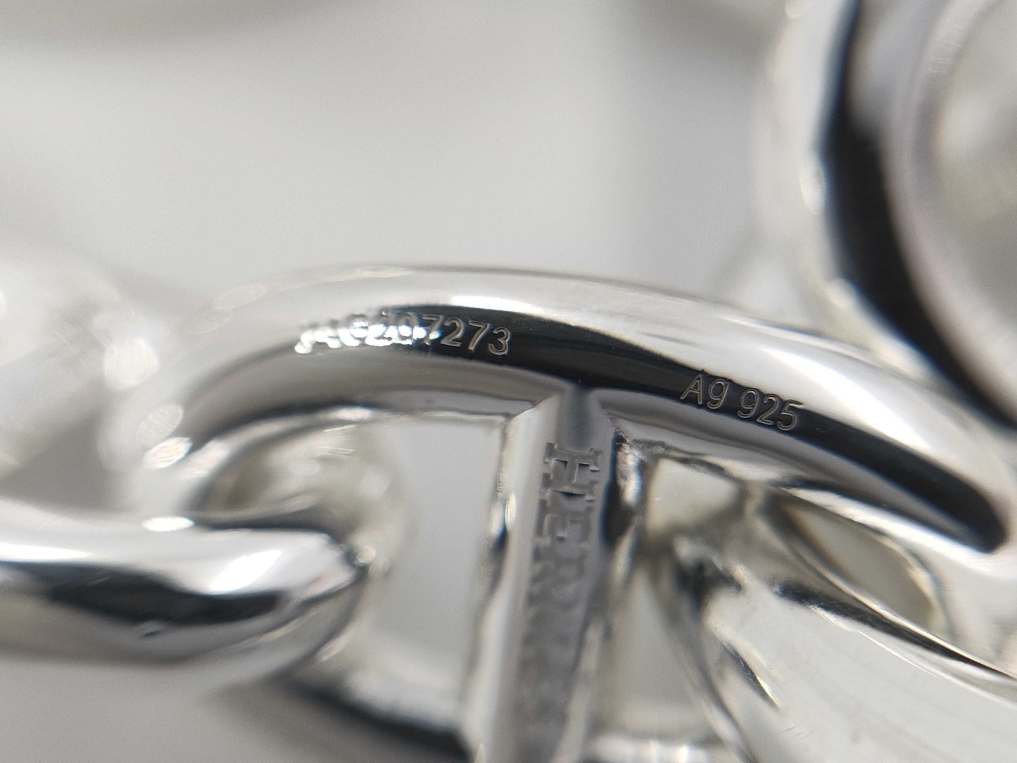 HERMES Schone Dunkle MM14 Frame 24 Engraved Bracelet AG925 52.2g Bracelet Bangle