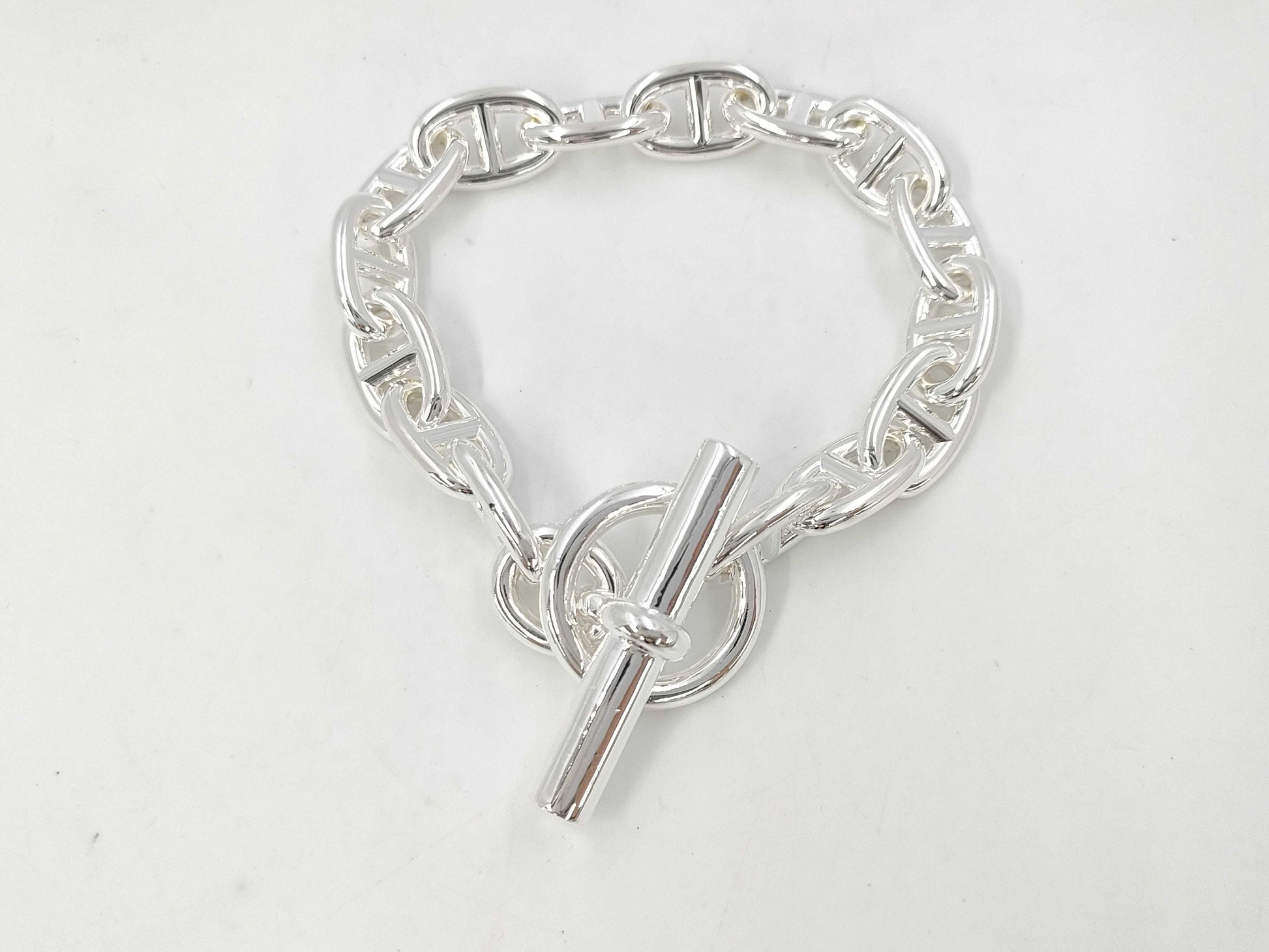 Hermes Schone Dunkle MM15 Frame 23 Engraved Bracelet AG925 53.9g Bracelet Bangle