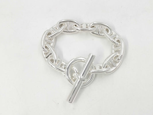 HERMES Chene Dunkle TGM11 Frame 19 Engraved Bracelet AG925 106.6g Bracelet Bangle