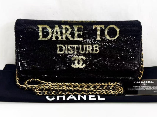 CHANEL Black Sequin DARE・TO・DISTURB W24/H11/D4cm Approx. 24 [with G Card and Sticker] Vintage G Hardware Shoulder 24217819 Super Beautiful A Shoulder Bag