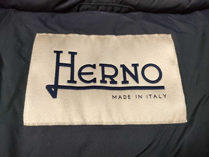 HERNO Nylon Down 40 Navy Blue DETACHABLE HOOD Coat