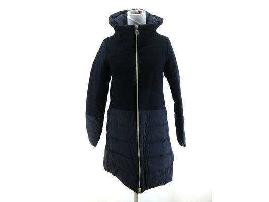 HERNO Nylon Down 40 Navy Blue DETACHABLE HOOD Coat