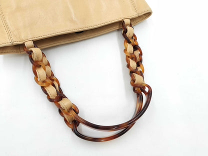 CHANEL Coco Mark Lamb Handbag, Tortoiseshell, Beige, with Seal