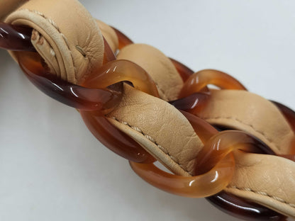 CHANEL Coco Mark Lamb Handbag, Tortoiseshell, Beige, with Seal