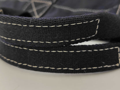 HERMES Deauville MM Canvas Handbag Silver Hardware Navy Tote Bag