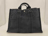 HERMES Deauville MM Canvas Handbag Silver Hardware Navy Tote Bag