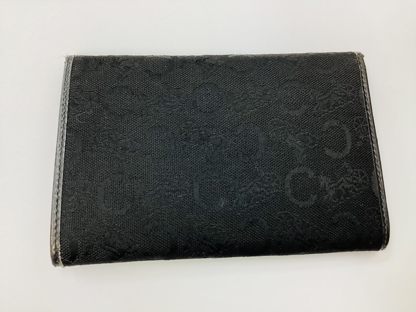 CELINE Carriage Pattern Tri-Fold Wallet Black x Gold Fittings Black Wallet