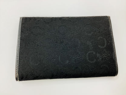 CELINE Carriage Pattern Tri-Fold Wallet Black x Gold Fittings Black Wallet