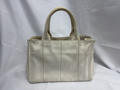 PRADA Canapa 2-Way Shoulder Bag, Tote Bag, Striped, White x Blue, Handbag