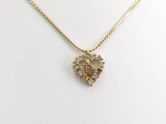Dior Rhinestone Heart Necklace