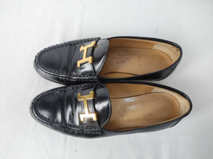 HERMES Constance Hardware Black x Gold Size 36 1/2 Loafers