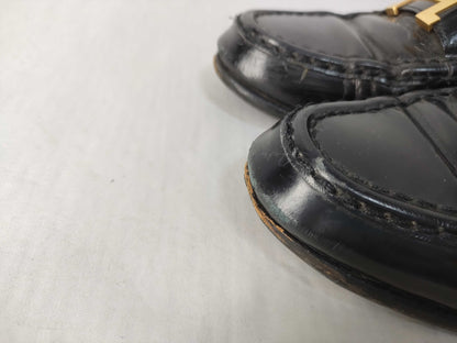 HERMES Constance Hardware Black x Gold Size 36 1/2 Loafers