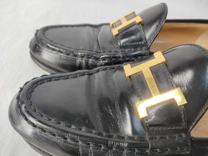 HERMES Constance Hardware Black x Gold Size 36 1/2 Loafers