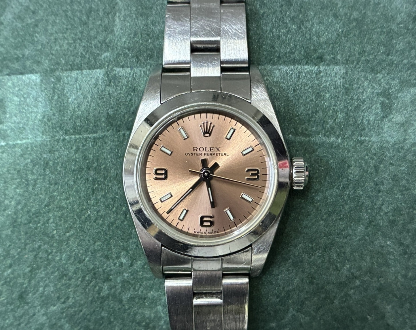 ROLEX 76080 A274536 Pink Dial Oyster Breath Immovable Women's Watch