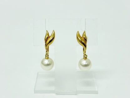 MIKIMOTO Pearl Diameter Approx. 7.3mm*2 K18 3.4g Earrings 