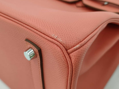 HERMES Birkin 35 Epson Flamingo Silver Fittings □Q Handbag