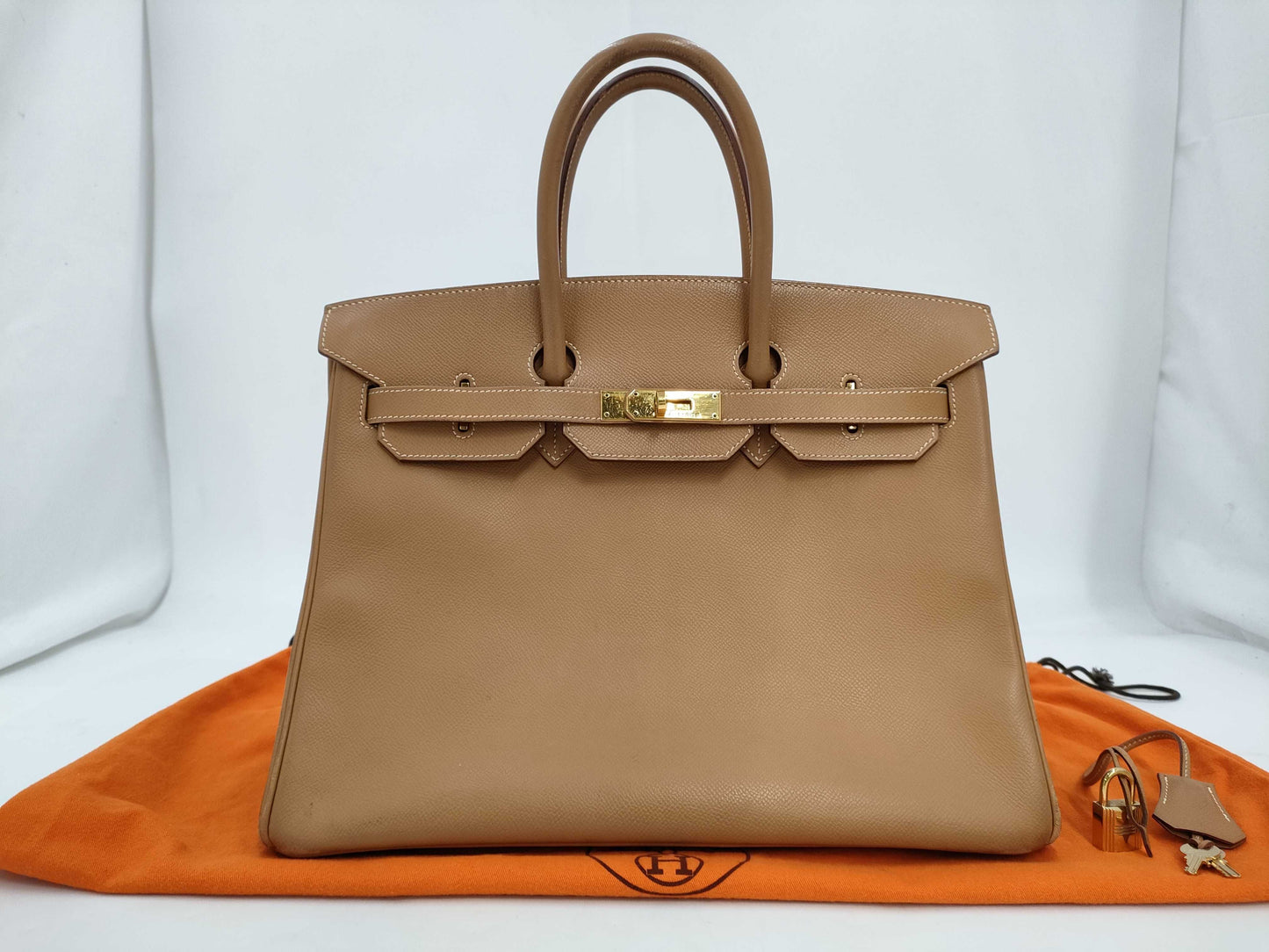 HERMES Birkin 35 Kushbel Natural GD Fittings □E Tote Bag