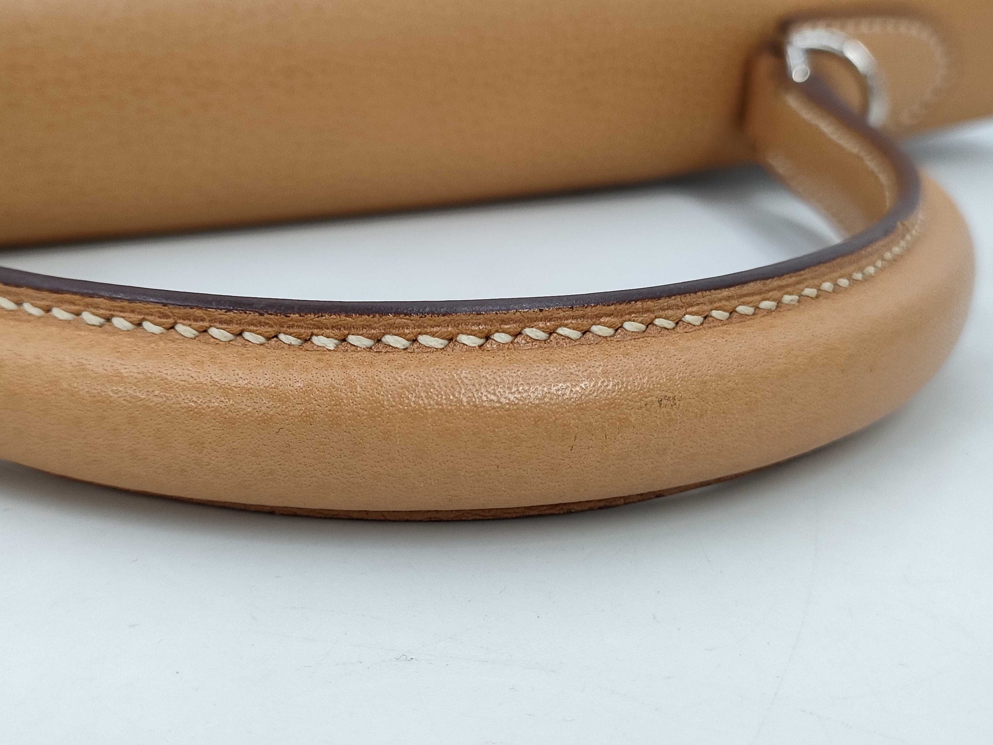 HERMES Kelly 35 Inseam Ardennes Natural Silver Hardware □J Tote Bag