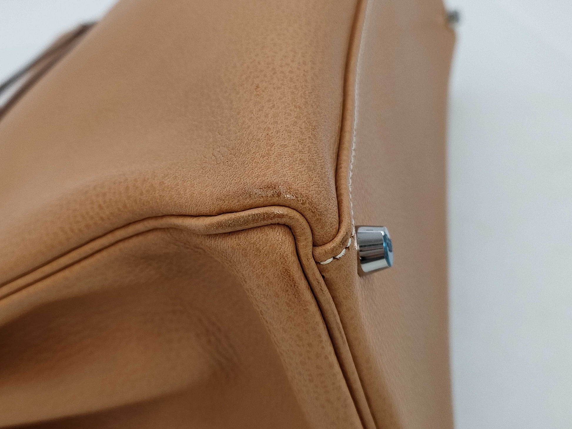 HERMES Kelly 35 Inseam Ardennes Natural Silver Hardware □J Tote Bag