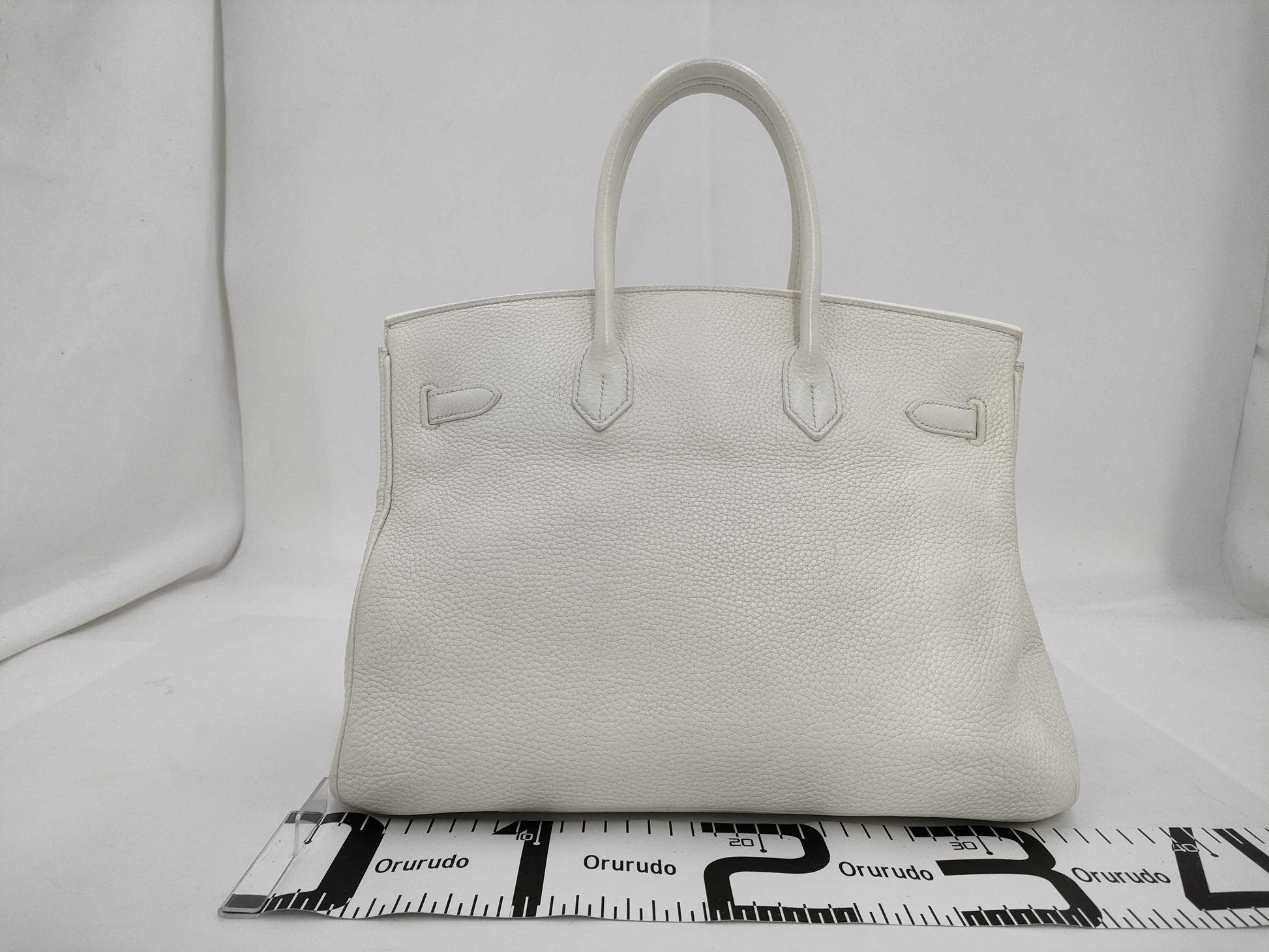 HERMES Birkin 35 Trion Clemence White Silver Fittings □J Tote Bag