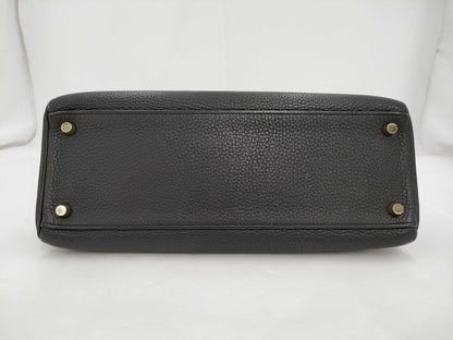 HERMES Kelly 32 Inseam Trion Black Gold Fittings □J Handbag