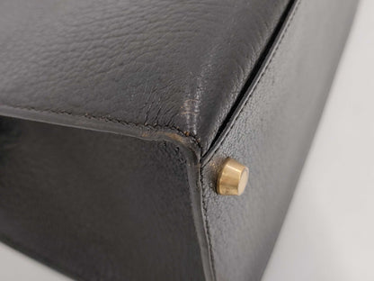 HERMES Kelly 35 Serie Chevre Black Gold Fittings □E Tote Bag