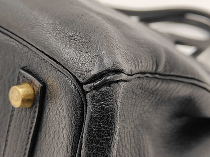 HERMES Birkin 35 Chevre Black Gold Hardware □C Tote Bag