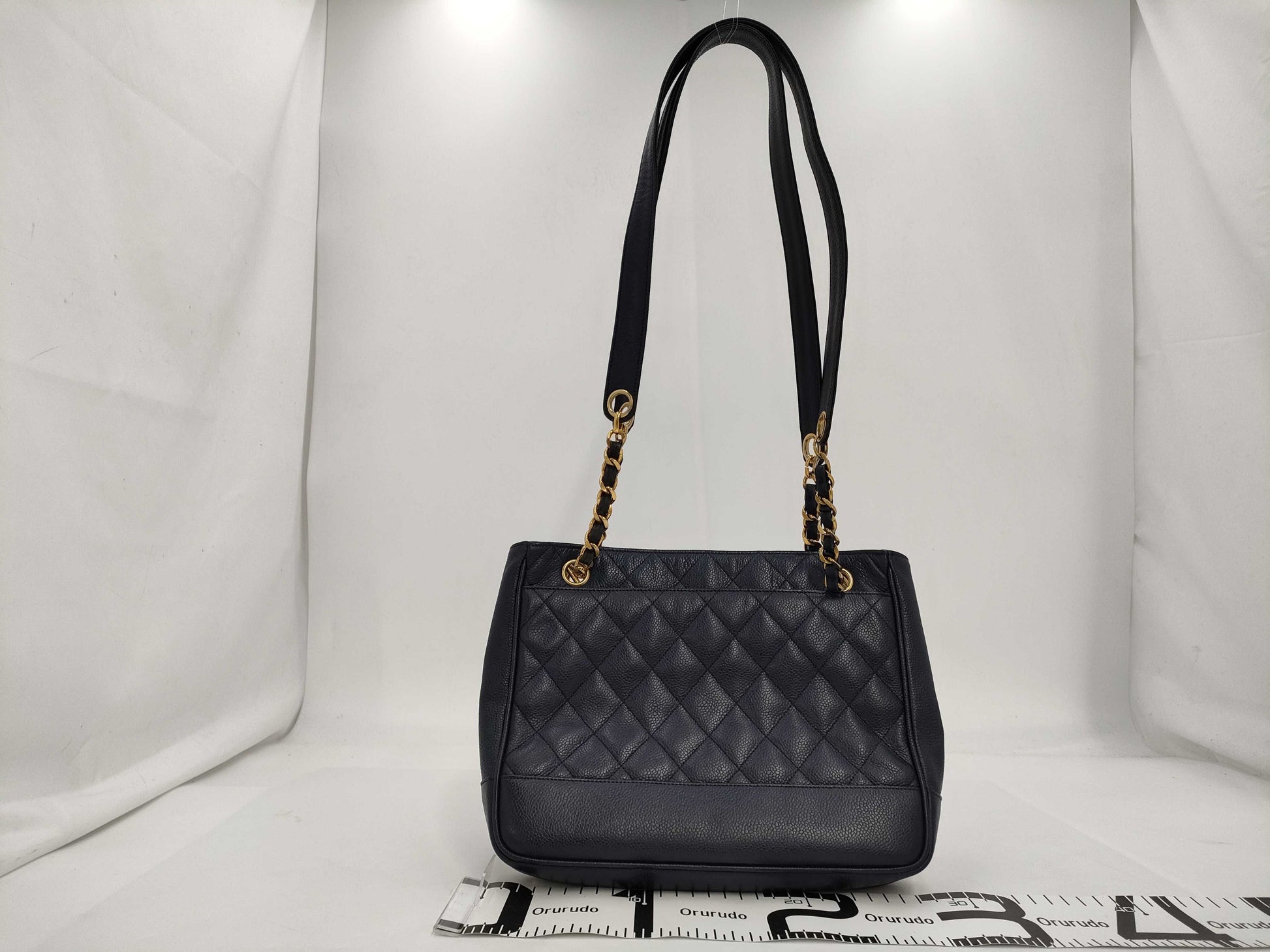 CHANEL Matasse Caviar Skin Chain Tote Bag Navy Gold Fittings 2nd Series Tote Bag