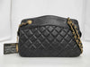 CHANEL Matlasse Lambskin Chain Tote Bag Black Gold Fittings 1st Shoulder Bag