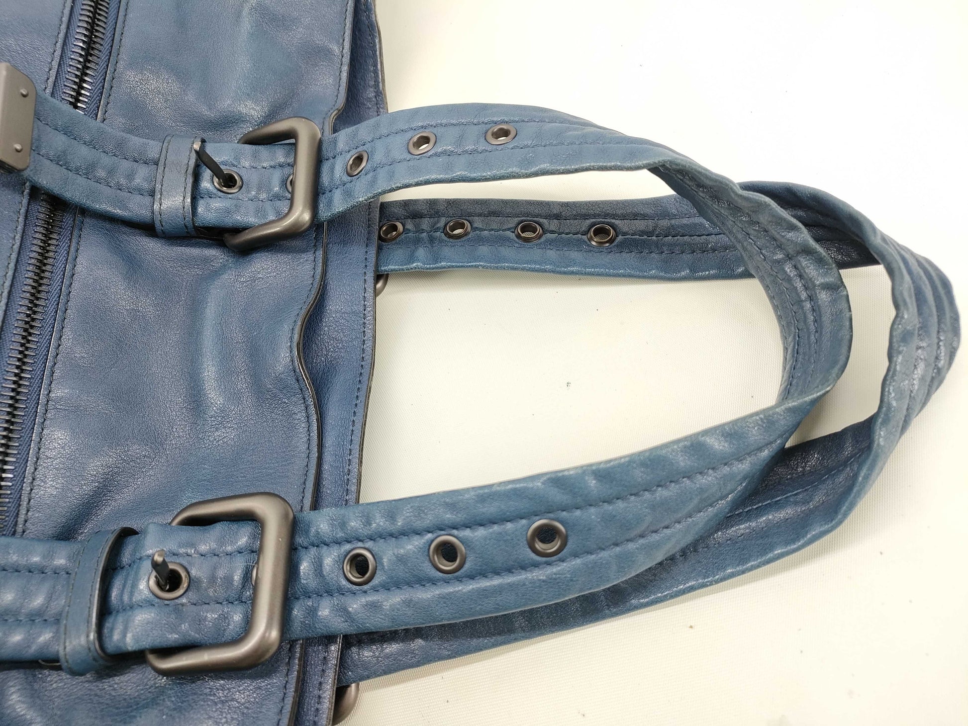 BOTTEGA VENETA Intrecciato Tote Bag in Blue with Antique Silver Hardware