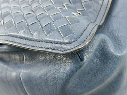 BOTTEGA VENETA Intrecciato Tote Bag in Blue with Antique Silver Hardware