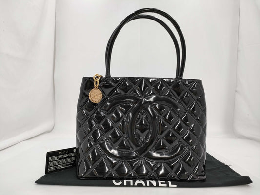 CHANEL Reprint Tote Patent Black 7th Series Tote Bag