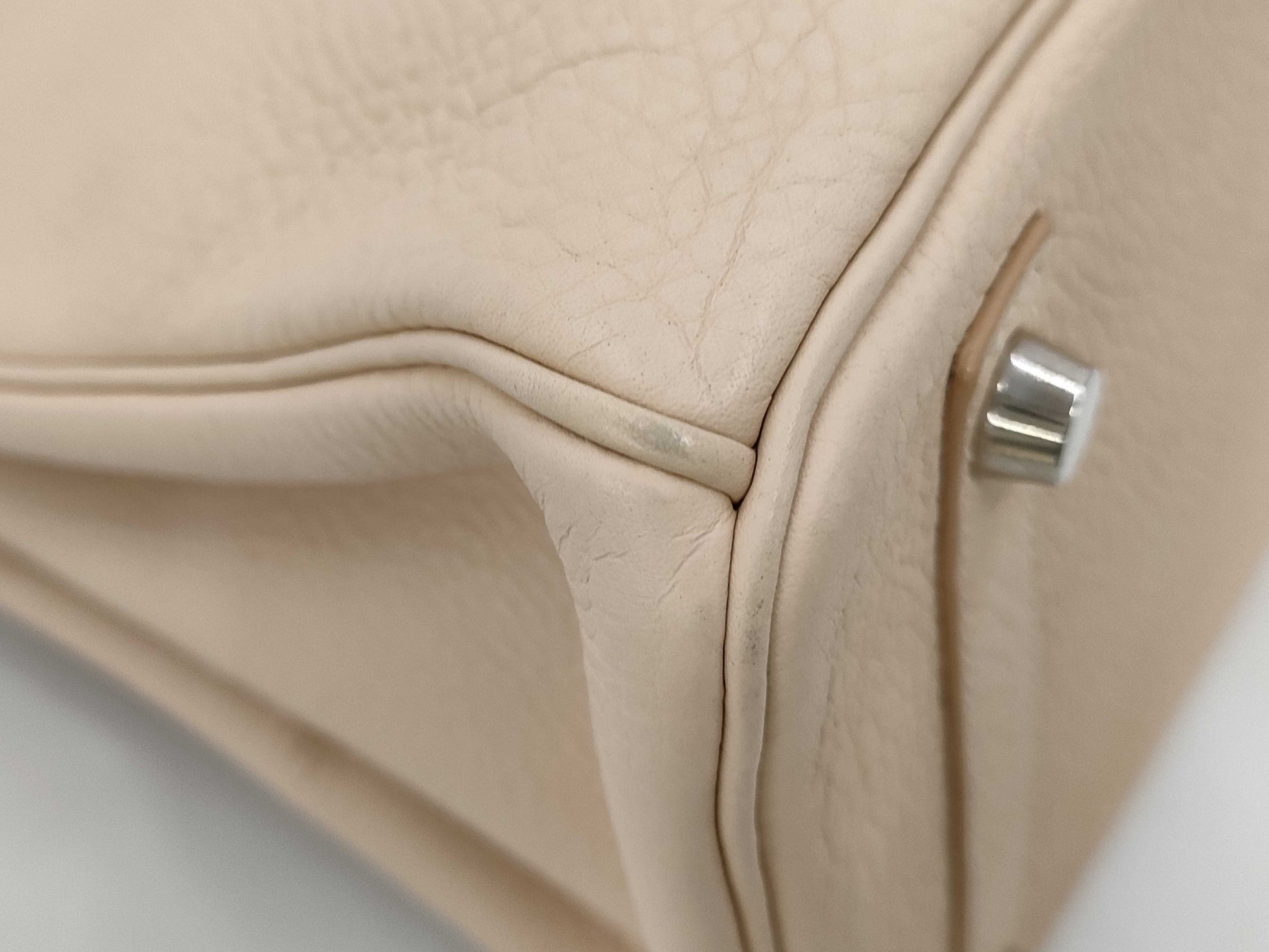 HERMES Birkin 30 Cream Silver Fittings □H Tote Bag