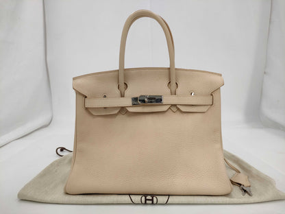 HERMES Birkin 30 Cream Silver Fittings □H Tote Bag