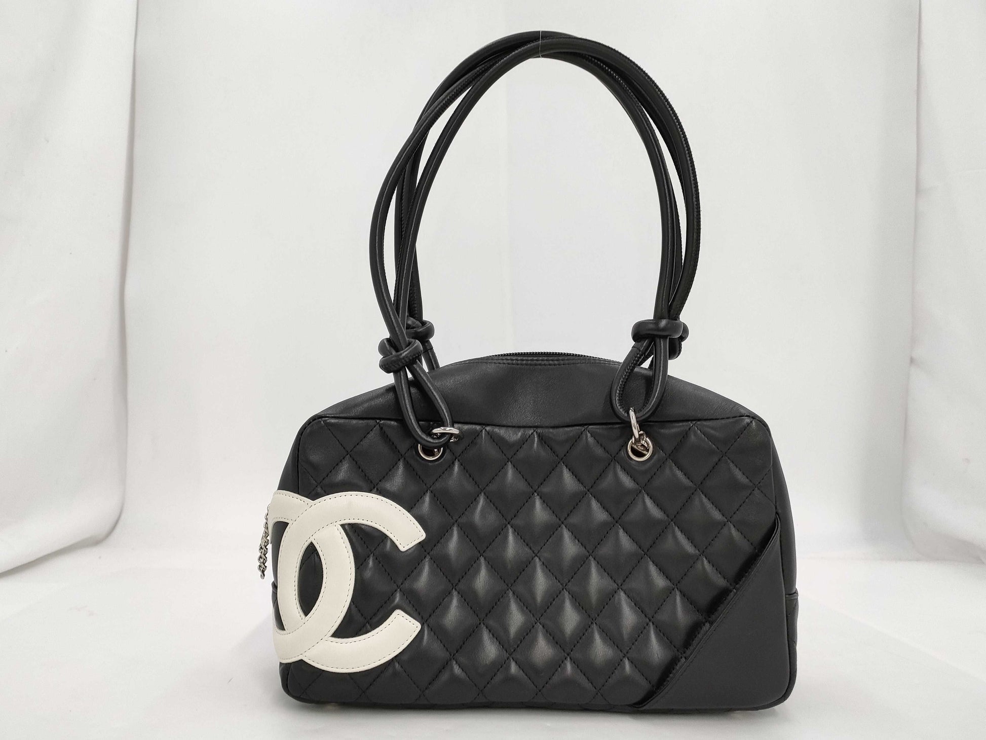 CHANEL Cambon Line Bowling Bag Black x White 10th Series Tote Bag