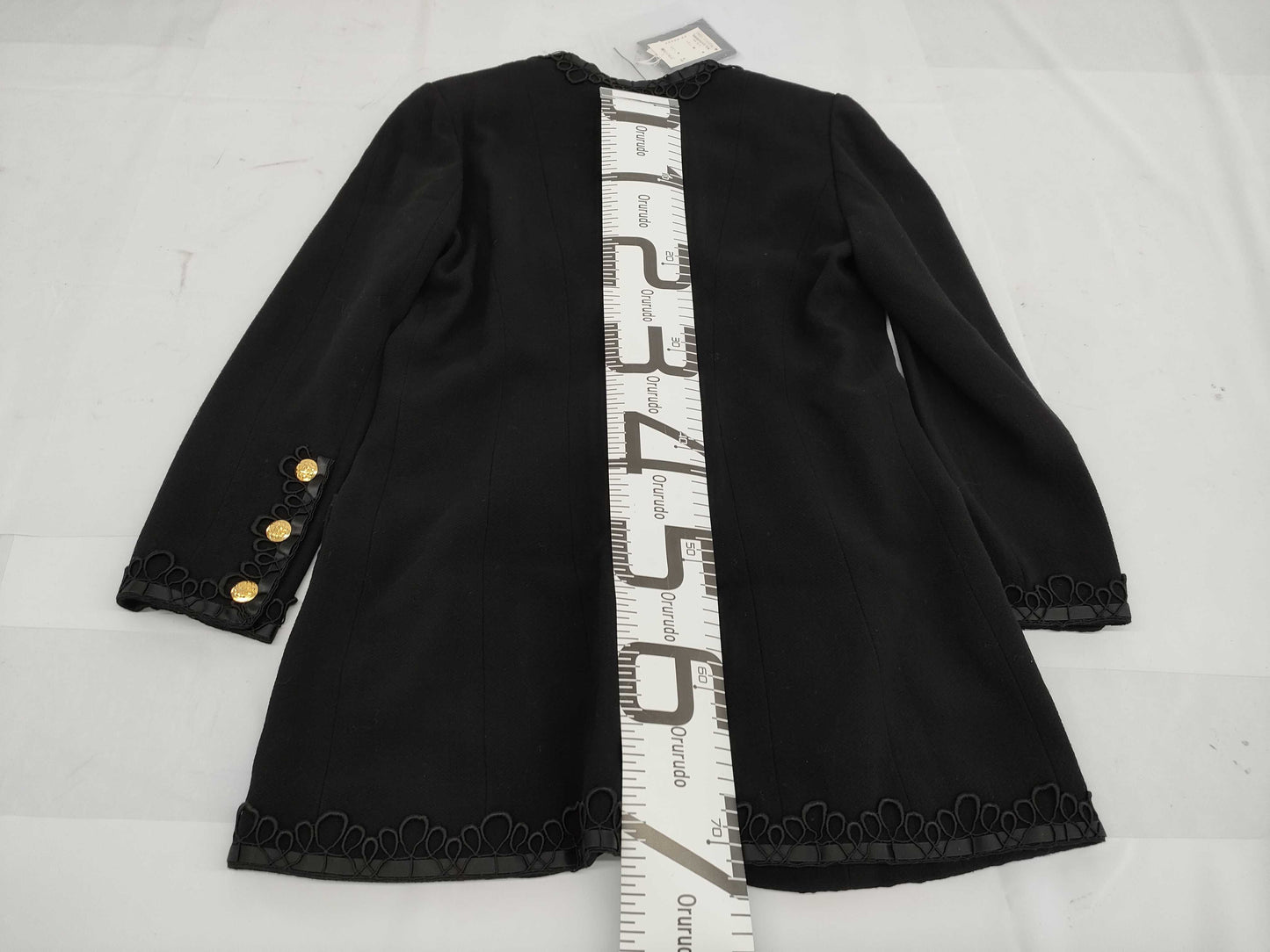 CHANEL Tagged Unused 40 Size Tweed Jacket Trimmed Flower Embroidered 40 Jacket