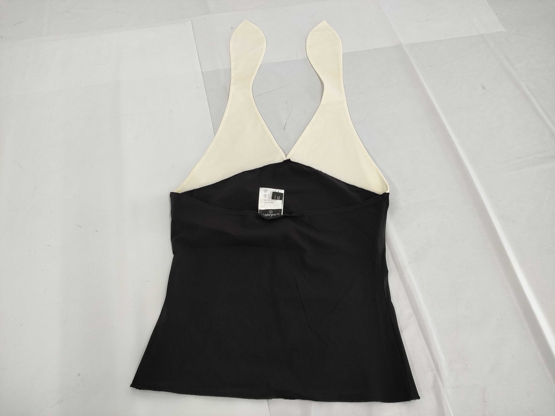 CHANEL 03P Two-tone Halter Neck Camisole with Coco Mark Top