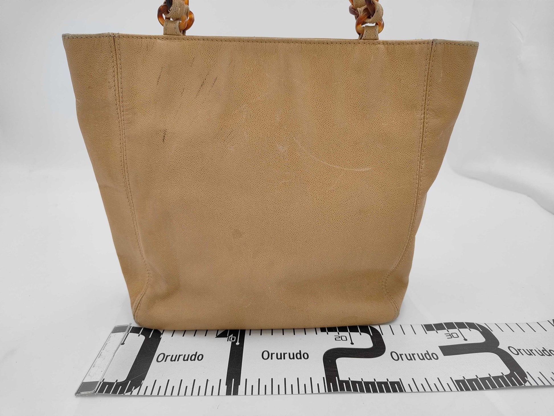 CHANEL CHANEL Tortoiseshell Chain Tote Bag Caviar Skin Tote Bag