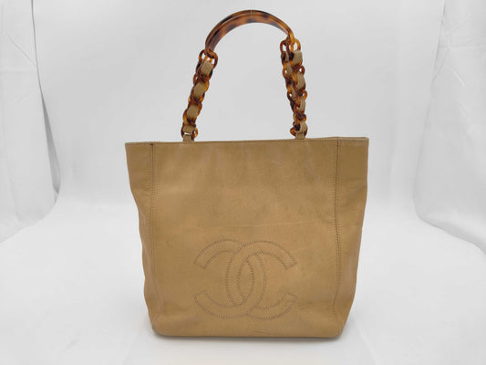 CHANEL CHANEL Tortoiseshell Chain Tote Bag Caviar Skin Tote Bag