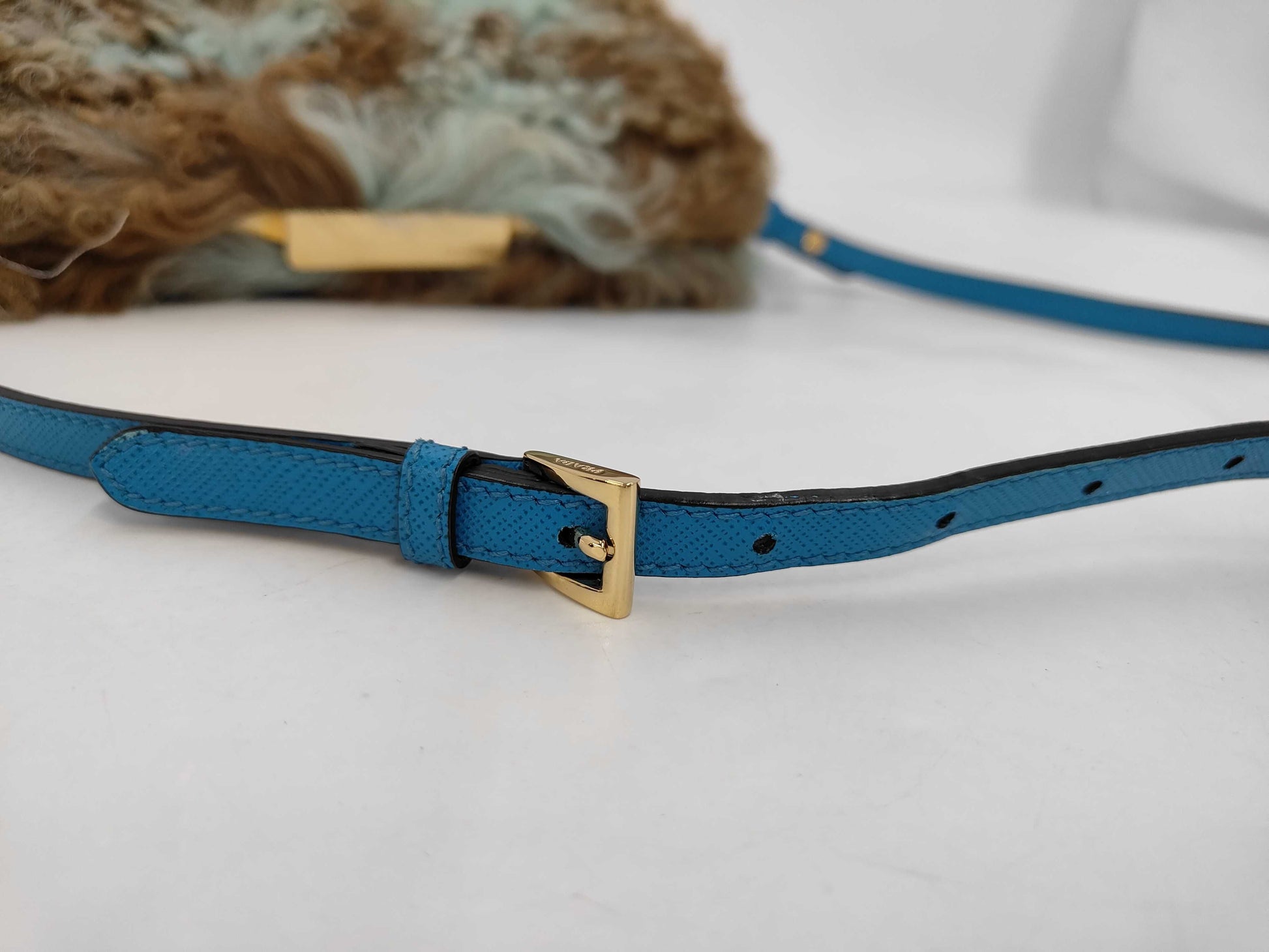 PRADA Fur Leather Shoulder Bag