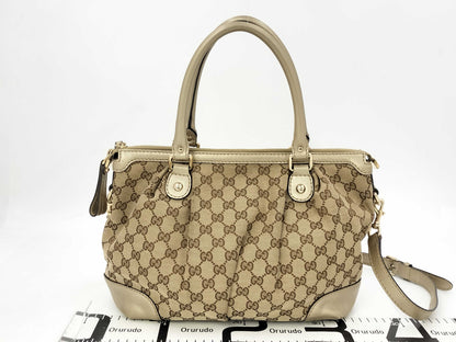 GUCCI GG Canvas Soukie 2WAY Handbag