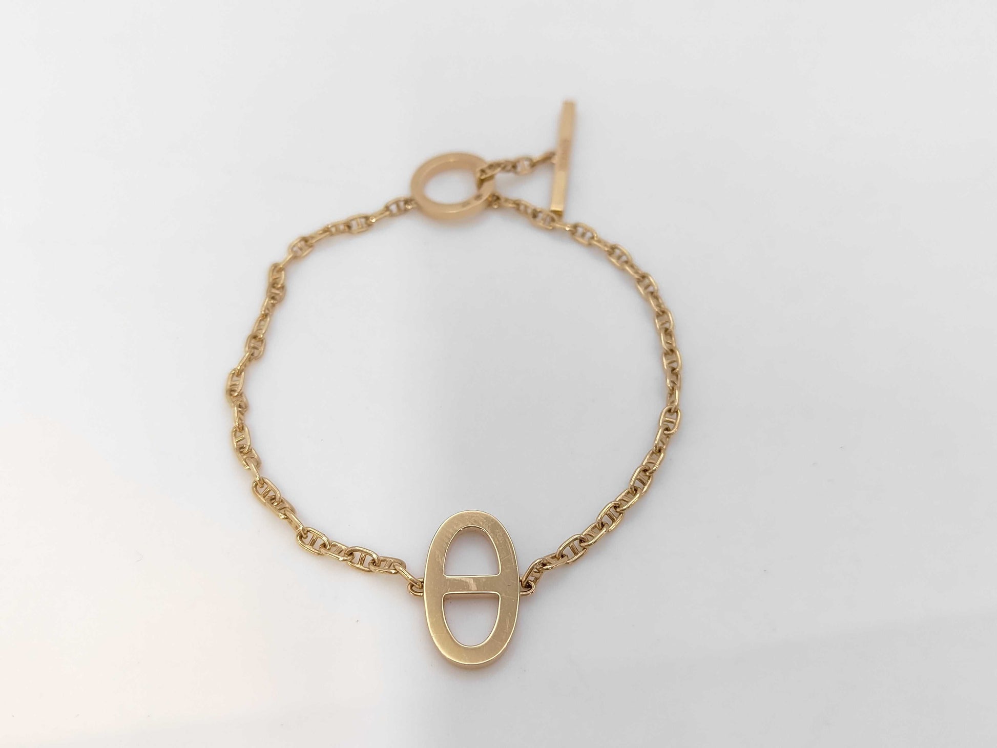 HERMES Chene Dunkle Contour Diamond PG Au750 5.7g Bracelet Bangle